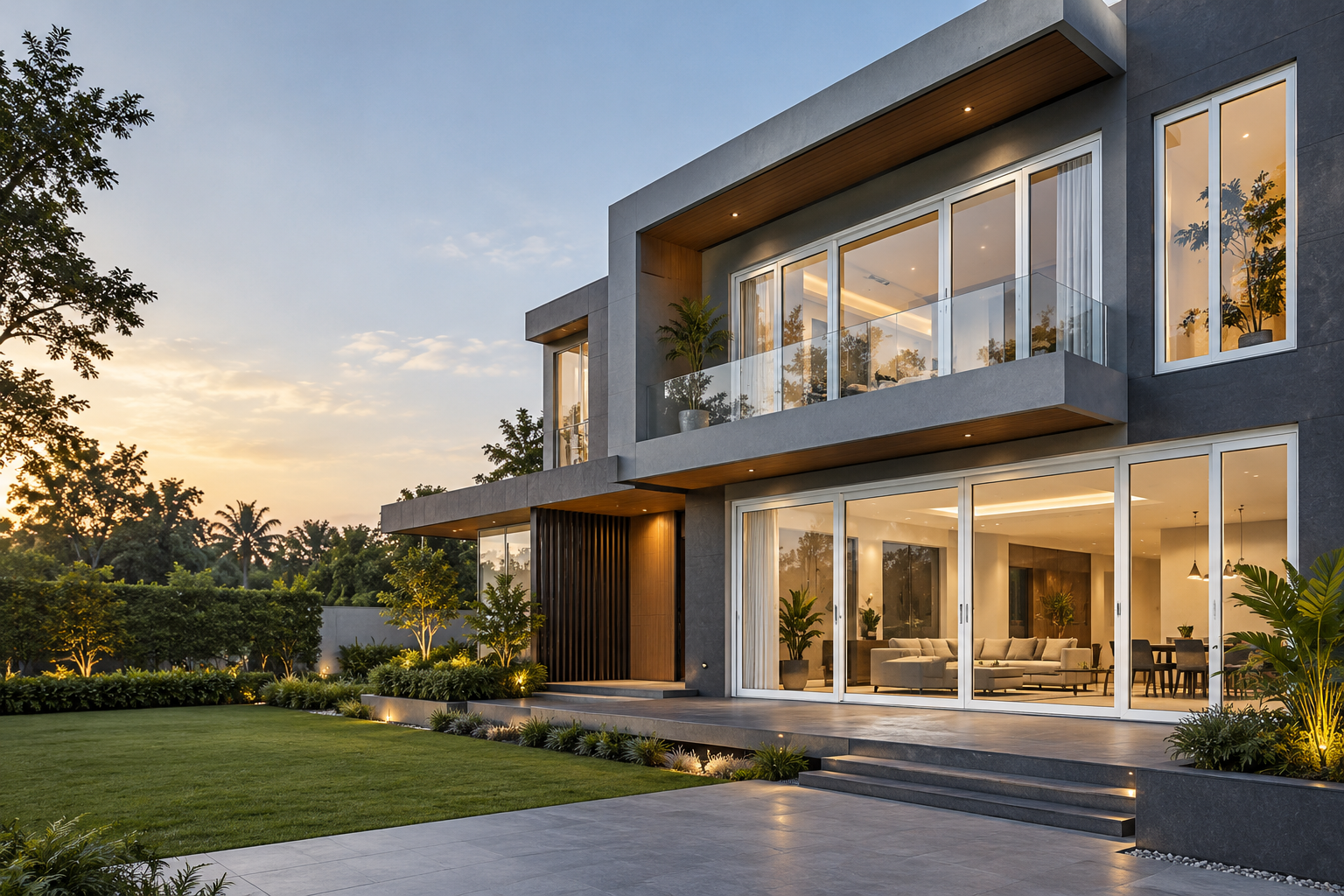 Illustrative architectural visualization of a contemporary residence